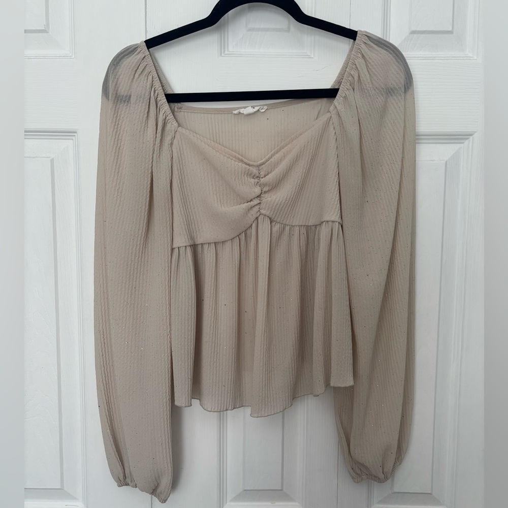 Mine Cream Women's Blouse with Ruched Front